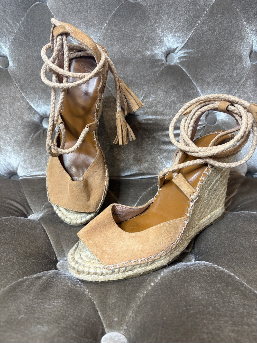 Joie ankle wrap espadrilles wedges